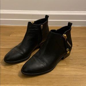 Franco Sarto Black Booties with Gold Side Zip
